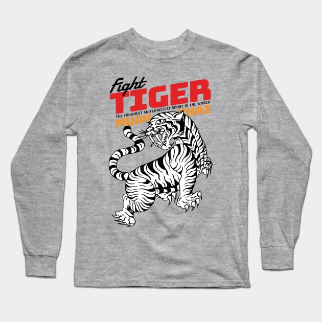 Muay Thai Tiger Tattoo Long Sleeve T-Shirt by KewaleeTee